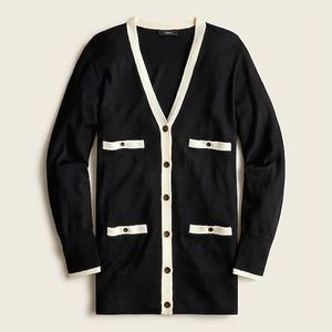 J. Crew Black and Cream Cardigan Sweater